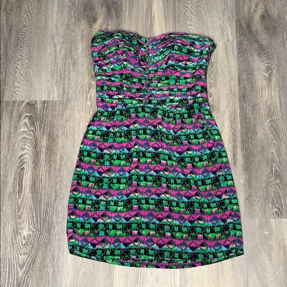 CHARLIE JADE Strapless Silk Mini Dress